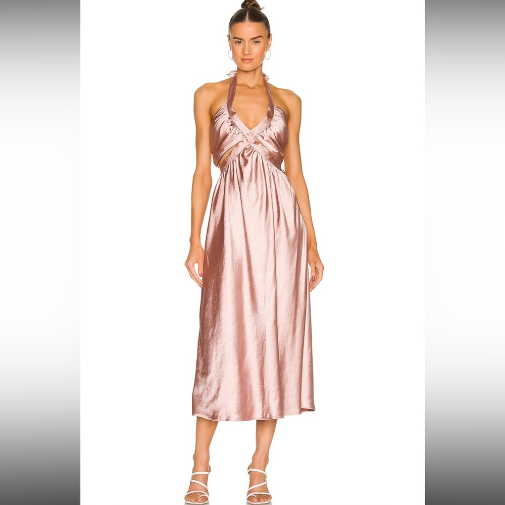 Revolve Line & Dot Emma Cut Out Satin Midi Dress in Mauve